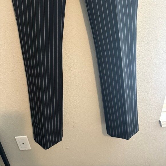 Express Editor Mid Rise Pinstripe Trouser Pant Black & White Size 6 Long - Picture 7 of 10